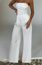 Valetti Giaro | Elise Strapless Satin Wide-Leg Jumpsuit