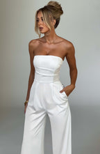 Valetti Giaro | Elise Strapless Satin Wide-Leg Jumpsuit