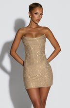 Valetti Giaro | Milana Rhinestone Strapless Bodycon Mini Dress