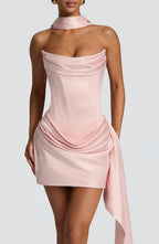 Valetti Giaro | Mona Draped Cowl Satin Mini Dress