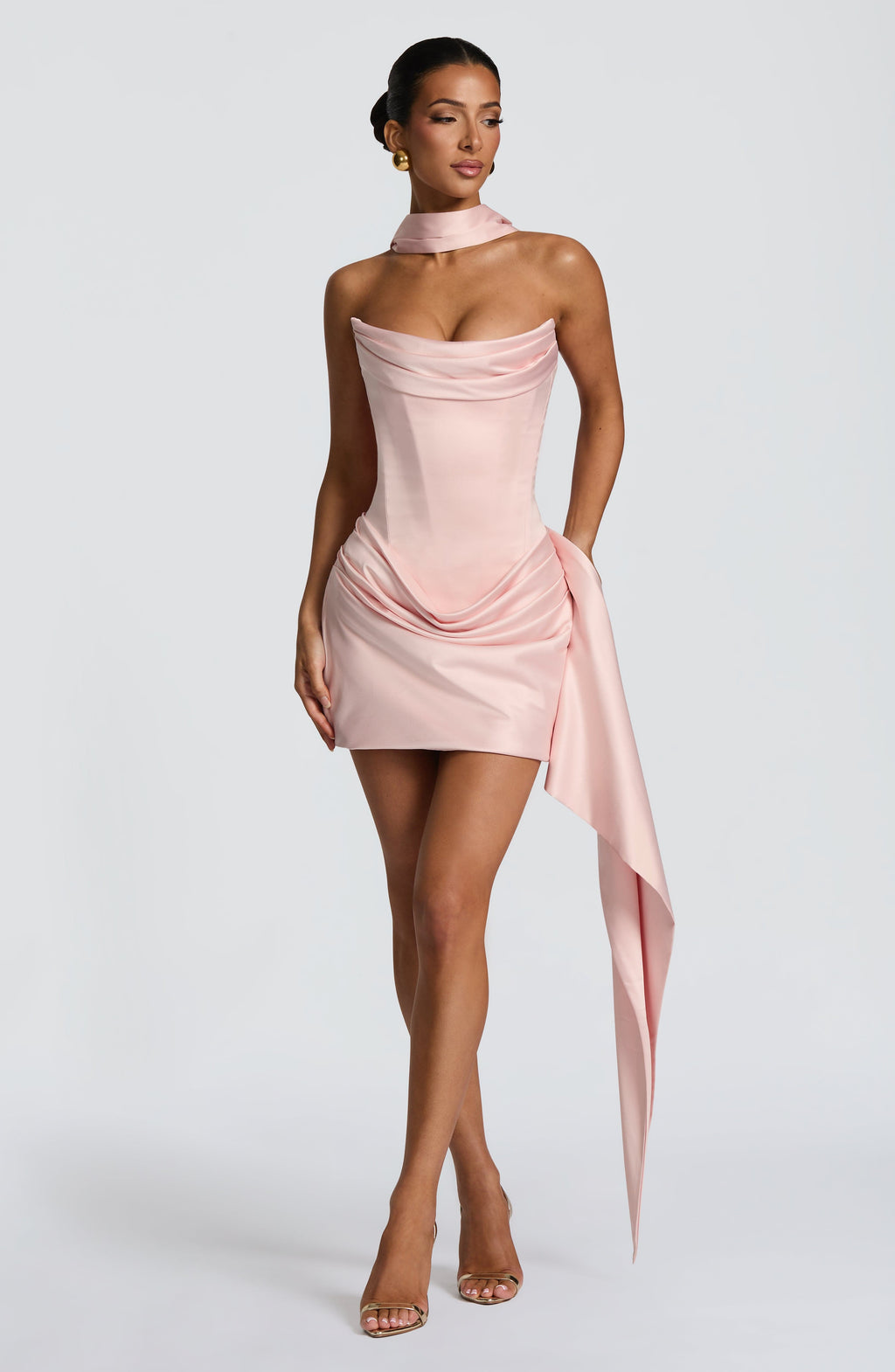 Valetti Giaro | Mona Draped Cowl Satin Mini Dress