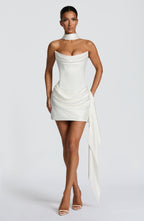 Valetti Giaro | Mona Draped Cowl Satin Mini Dress