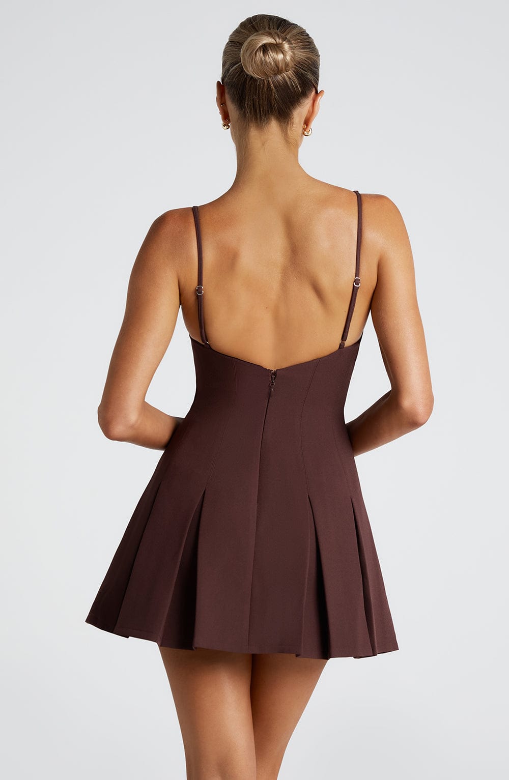 Valetti Giaro | Noelle Taupe Crepe A-Line Mini Dress
