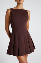 Valetti Giaro | Noelle Taupe Crepe A-Line Mini Dress