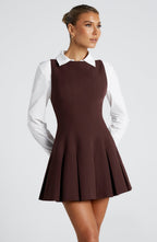 Valetti Giaro | Noelle Taupe Crepe A-Line Mini Dress