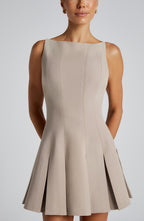Valetti Giaro | Noelle Taupe Crepe A-Line Mini Dress