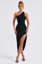 Valetti Giaro | Elara One-Shoulder Crepe Maxi Dress