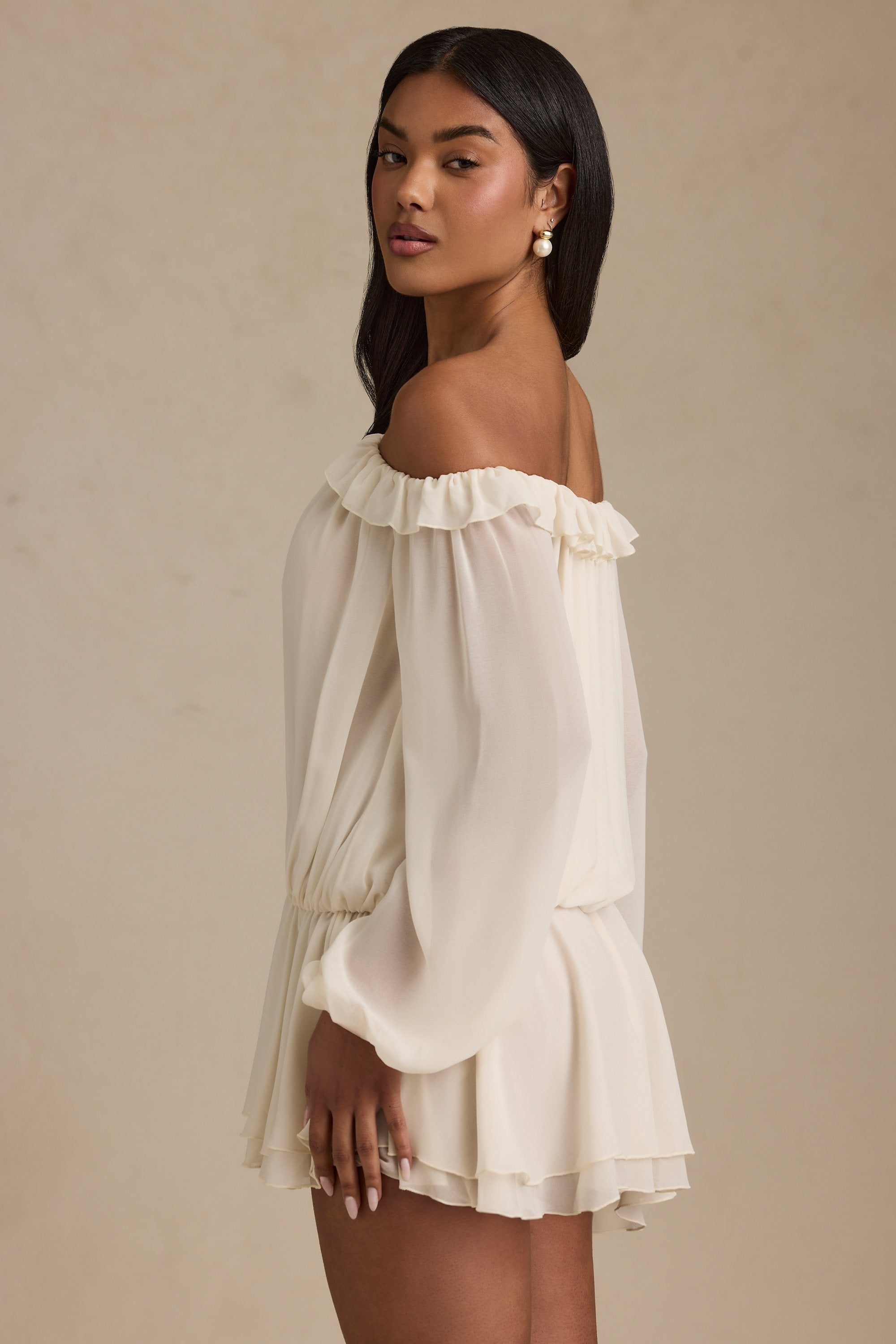 Valetti Giaro | Solena Off-Shoulder Chiffon Mini Dress
