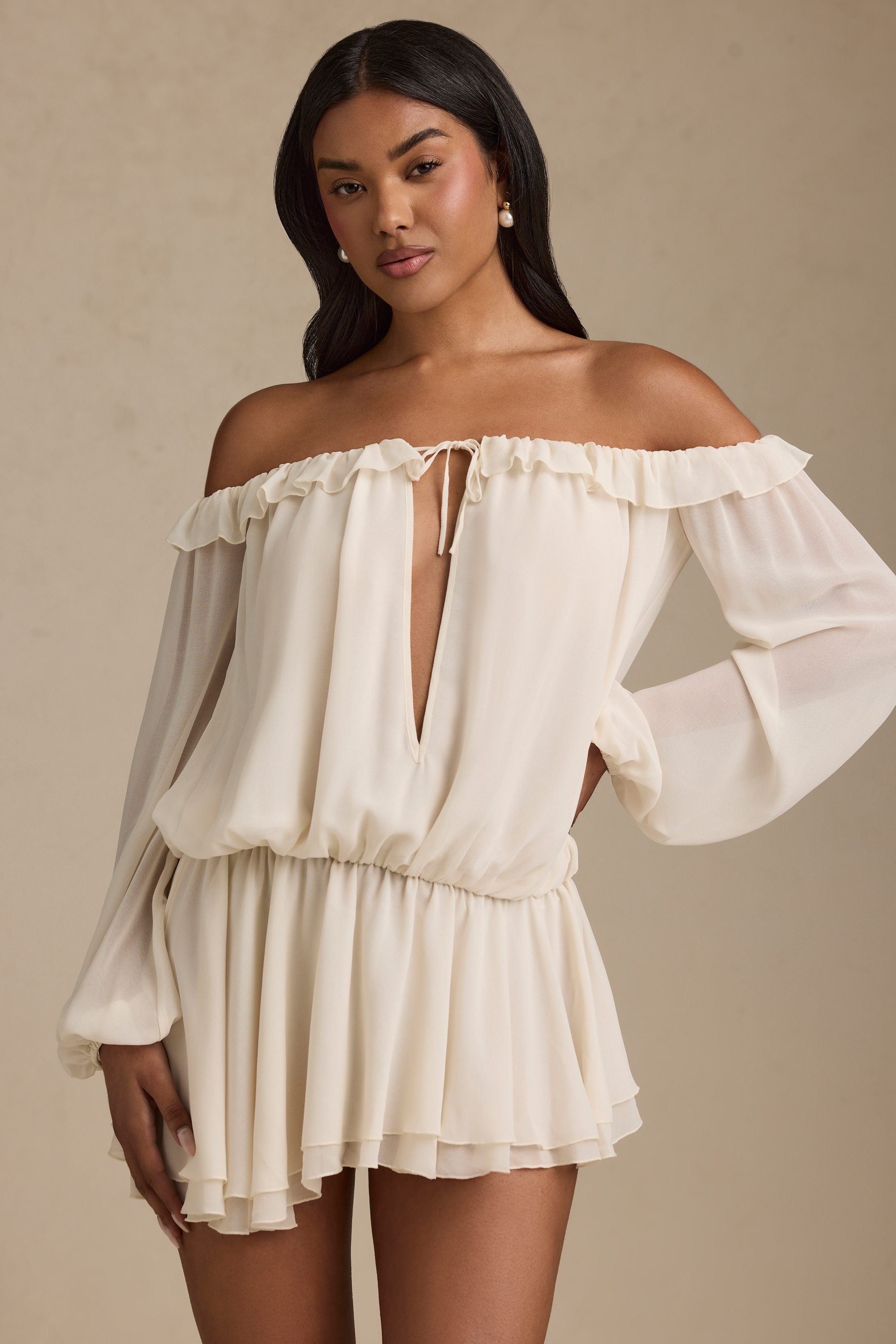 Valetti Giaro | Solena Off-Shoulder Chiffon Mini Dress