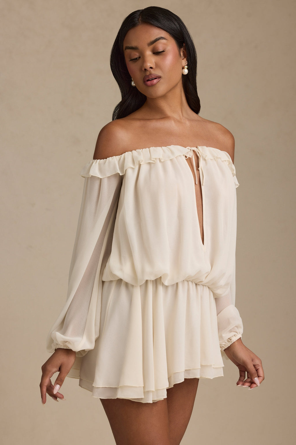 Valetti Giaro | Solena Off-Shoulder Chiffon Mini Dress